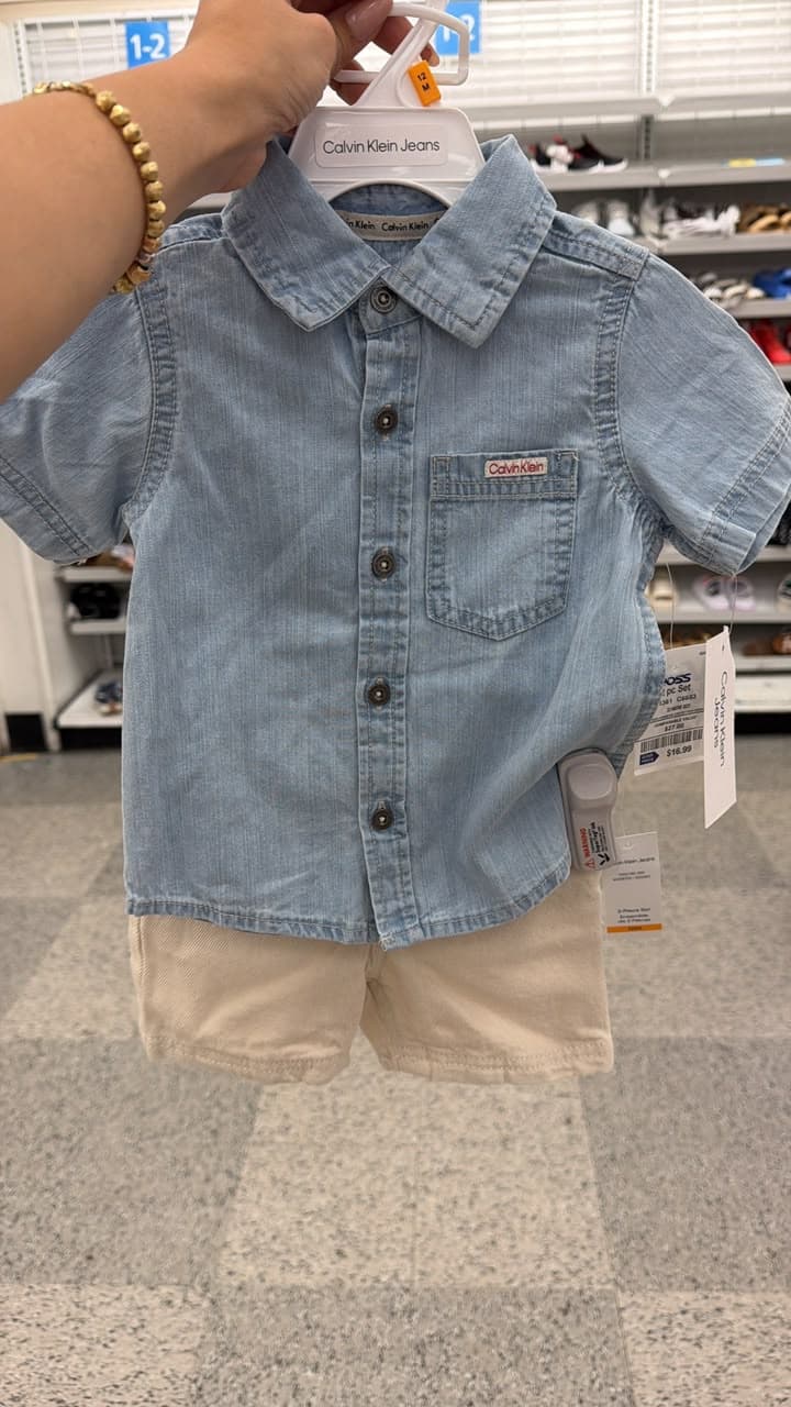 Conjunto Calvin Klein camisa y short bebé