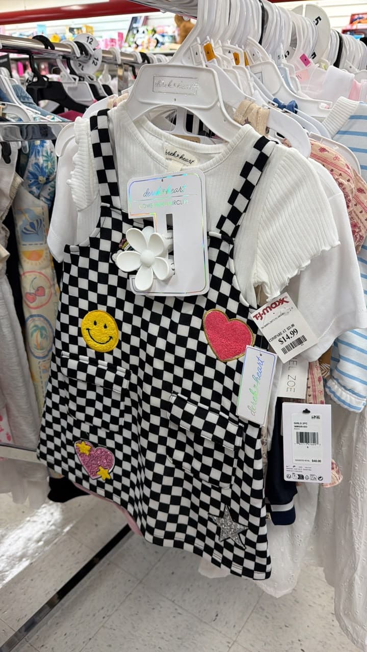 Conjunto niña overol cuadros y polera